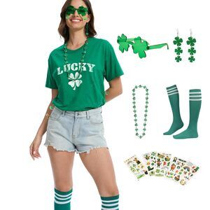 5654 St Patricks Day Shirt Green Shamrock Lucky Clover Tee